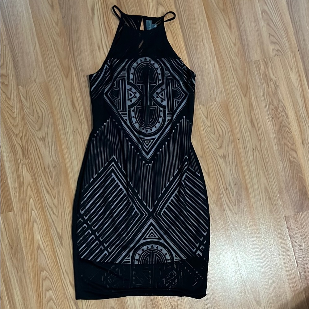 BOLD elements Black Sequin Halter Cocktail Dress